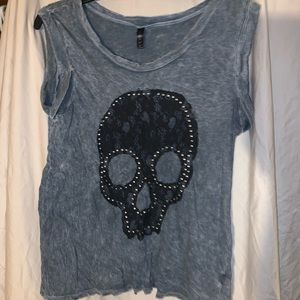 Lace skull tank top
